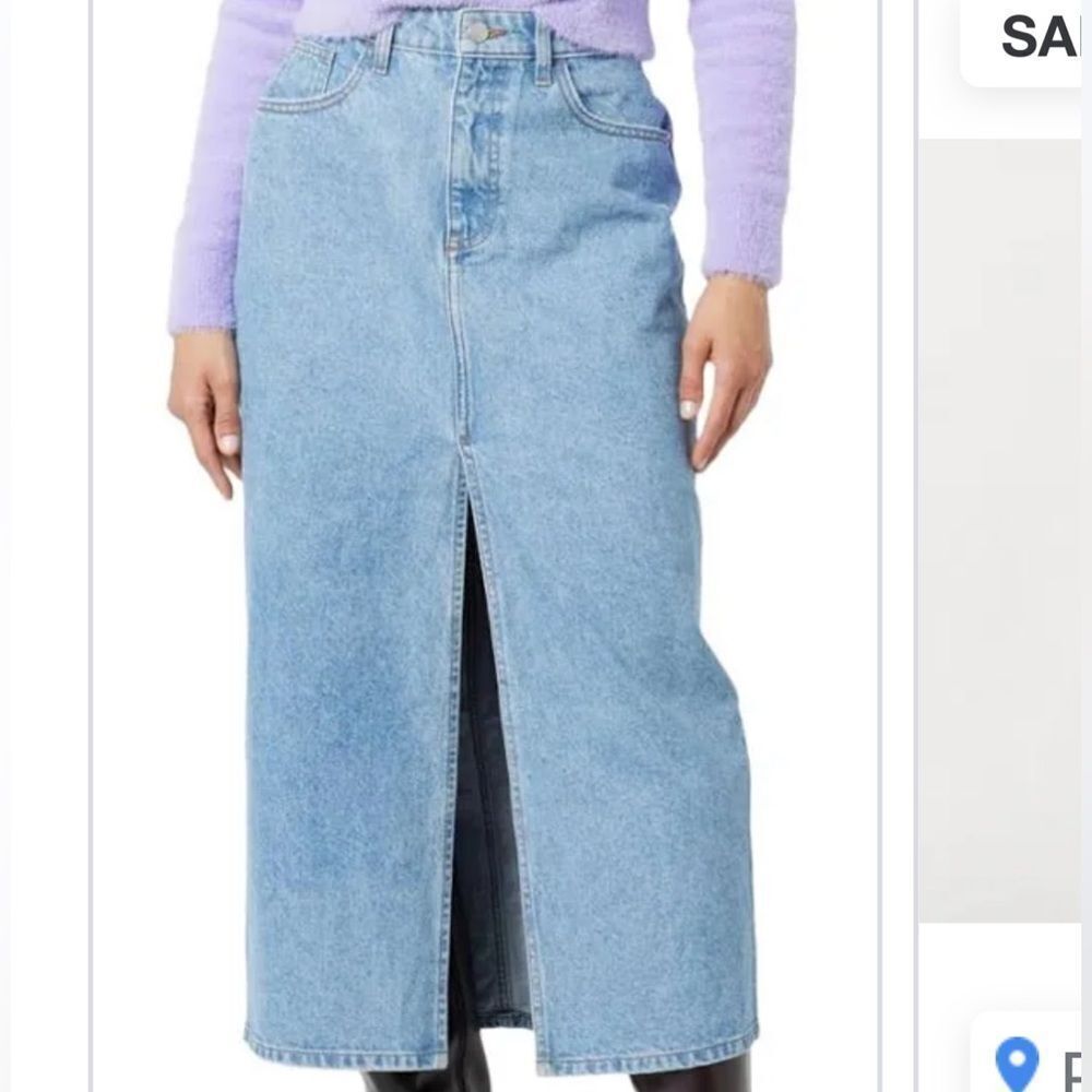 Denim Maxi Skirt with Front Slit Size Small THE DROP - Never Worn - Long Skirt